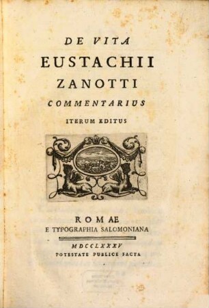 Commentarius de vita Eustach. Zanotti