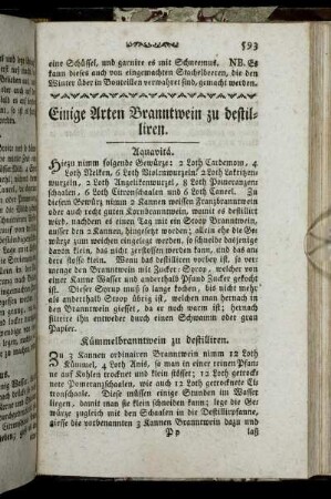 Einige Arten Branntwein zu destilliren.