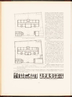 Gemeindeschule in der Glogauer Straße, Berlin: Grundriss EG, 1.OG, Details (aus: Neubauten der Stadt Berlin, Bd. II, 1903)