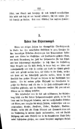 Ueber den Lehrermangel