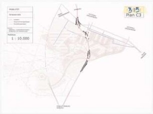 Entwicklung einer Stadterweiterung auf dem Gelände des ehemaligen Flughafens Berlin-Tegel Schinkelwettbewerb 2000: Lageplan 1:10000 (Straßennetz)