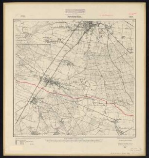 Messtischblatt [4370] = 2492 : Krotoschin, heute Krotoszyn, Polen, 1912 : Messtischblatt [4370] = 2492 : Krotoschin. - Aufn. 1886, hrsg. 1887, bericht. 1912. - [Berlin] : Reichsamt für Landesaufnahme, 1912. - 1 Kt. : einfarbig. - Ohne Gitternetz. - Ohne Planzeiger. - Ohne Zeichenerklärung.
