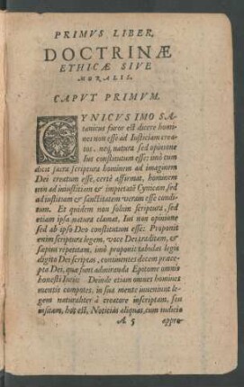 Primus Liber Doctrinae Ethicae Sive Moralis.