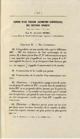 Exposé d'une théorie (gémétrie élémentaire des sections coniques.