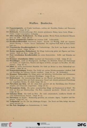 Waffen. Bestecke. (Nr. 824 -853)