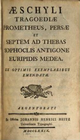 Aeschyli Tragoediae Prometheus, Persae Et Septem Ad Thebas