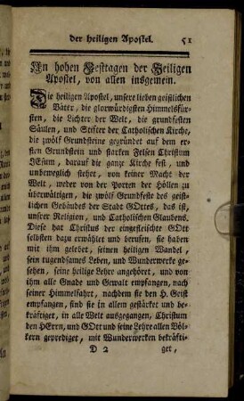 Am hohen Festtage der Heiligen Apostel. - Am Festtage der H. drey Könige.