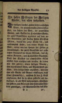Am hohen Festtage der Heiligen Apostel. - Am Festtage der H. drey Könige.
