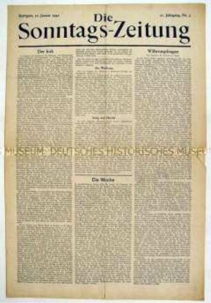 Wirtschaftspolitisches Wochenblatt "Die Sonntags-Zeitung"