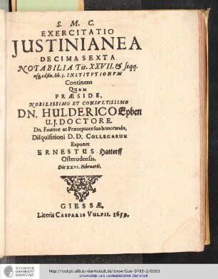 Exercitatio Justinianea Decima Sexta
