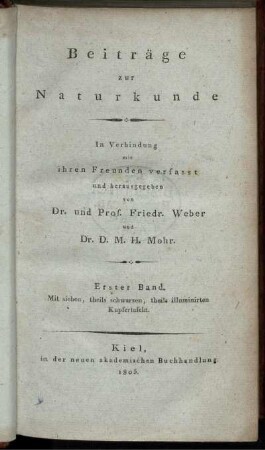 1: Beiträge zur Naturkunde