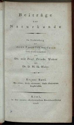 1: Beiträge zur Naturkunde