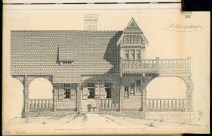 Gartenhaus Monatskonkurrenz Dezember 1899: Aufriss Seitenansicht; Maßstabsleiste