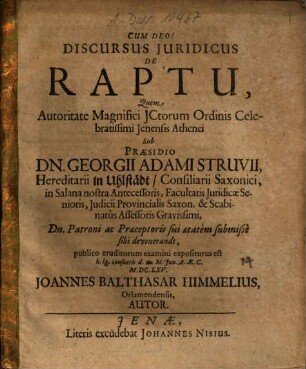 Discursus Iuridicus De Raptu