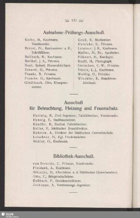 Die Ausschüsse des Gewerbevereins