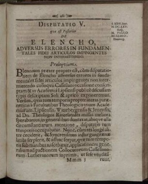 Disputatio V. De Elencho