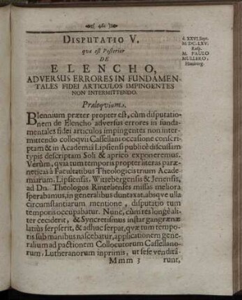 Disputatio V. De Elencho