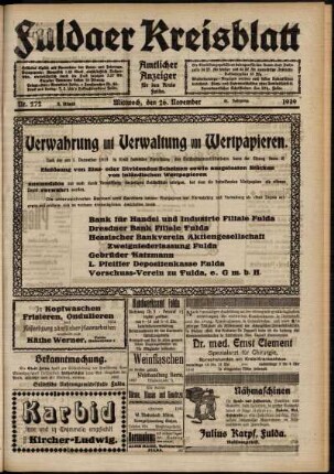 Zweite Ausgabe vom Mittwoch, den 26. November 1919.