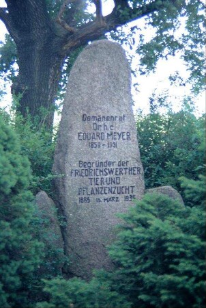 Gedenkstein für Eduard v. Meyer in Grünanlage außerhalb Ortslage