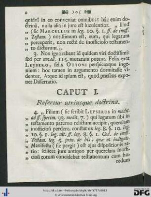 Caput I. Refertur utriusque doctrina.