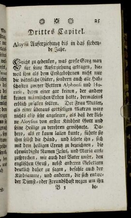 Drittes Capitel. Aloysii Auferziehung bis in das siebende Jahr