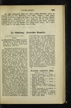 Verzeichniß eingesandter Bücher