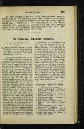 Verzeichniß eingesandter Bücher