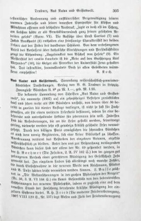 303-304 [Rezension] Aus Natur und Geisteswelt
