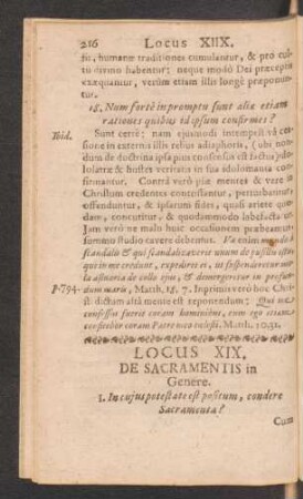 Locus XIX. De Sacramentis in Genere