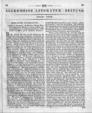 Kühnöl, C. T.: Commentarius In Epistolam Ad Hebraeos. Leipzig: Tauchnitz 1831