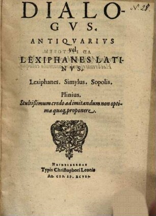Dialogus. Antiquarius vel Lexiphanes Latinus