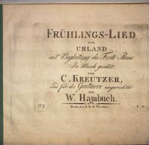 Frühlingslied : mit Begleitung des Forte-Piano, 1. Frühlings-Ahnung