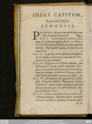 Index Capitum, In quo totius Operis Synopsis.