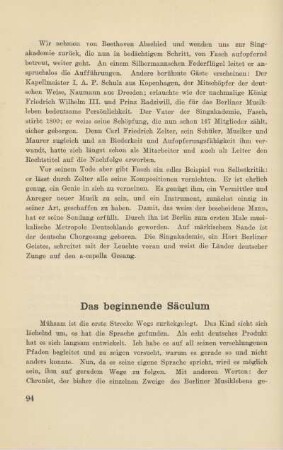 Das beginnende Säculum