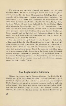Das beginnende Säculum