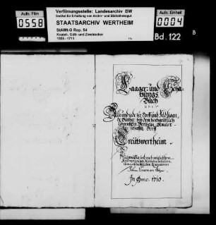 Lager- und Schatzungsbuch von Kreuzwertheim