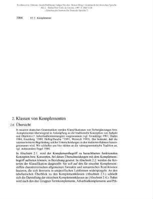 Klassen von Komplementen