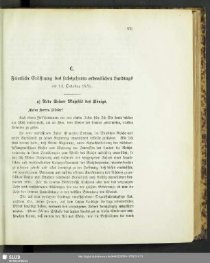 C. Feierliche Eröffnung des sechszehnten ordentlichen Landtags am 14. October 1875