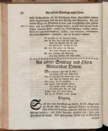 Am andern Sonntage nach Ostern Misericordias Domini.