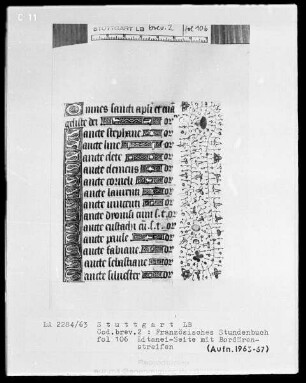 Stundenbuch — Kleine Initialen und Teilbordüre, Folio 106recto