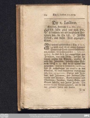 Die X. Lection. Gehalten, Freytags d. 11. May. 1725.