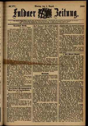 Ausgabe vom Montag, den 05. August 1889.