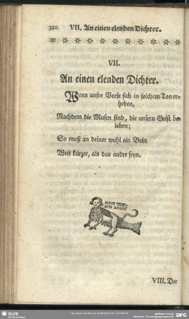VII. An einen elenden Dichter
