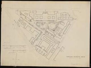 Technische Universität Berlin Stammgelände: Lageplan mit Gartenplan 1:1000, Profile Fahrwege am Physikalischen Institut und an der HBK 1:100
