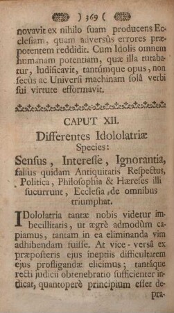 Caput XII. Differentes idololatriæ species: sensus, interesse, ignorantia ...