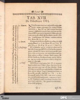 Tab. XVII. De Dilectione DEI.