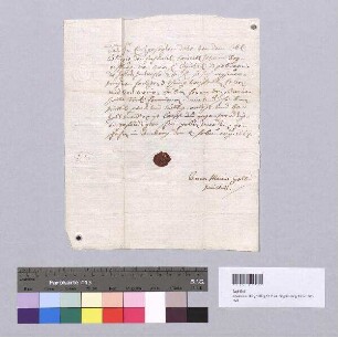 Die Witwe Anna Maria Goll quittiert dem Jesuitenkolleg in Regensburg 25 Gulden Zins aus 500 Gulden Kapital, herrührend von ihrem verstorbenen Ehemann Dr. Florian Goll. S: Anna Maria Goll