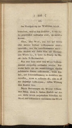 III. das Moralprinzip der Wolfischen Schule.