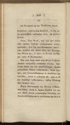 III. das Moralprinzip der Wolfischen Schule.