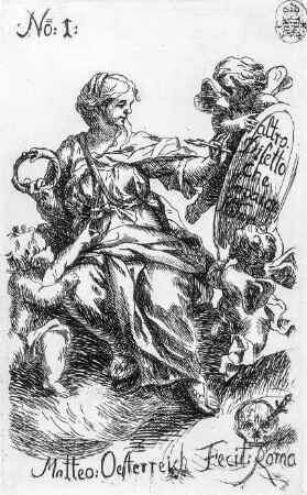 Weibliche Figur mit zwei Engeln. Nr. 1